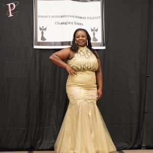 Gold high neck mermaid gown